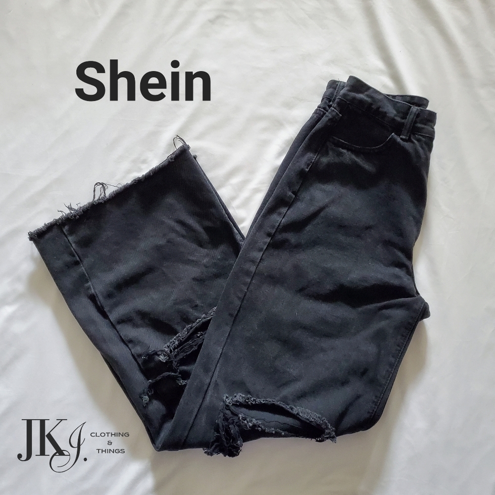 Shein Womens Jeans Wide-Leg Baggy Distressed Pants